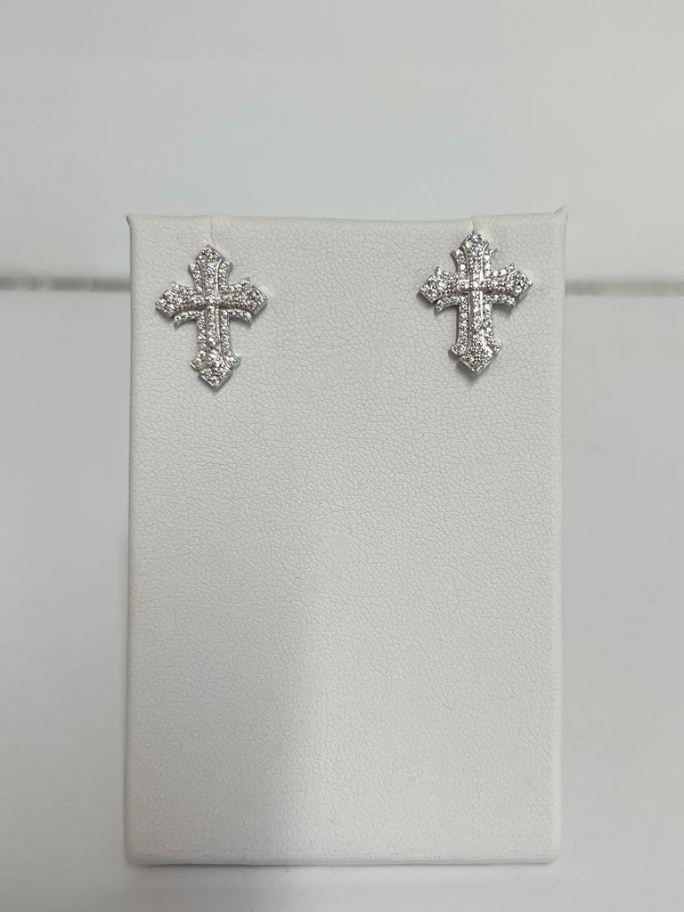Black & Silver Titanium Crystal Cross Stud Earrings | Claire's US